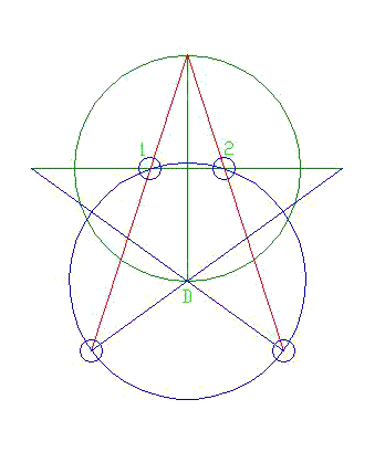 final stage of the construction of 5-pointed star in 13 steps